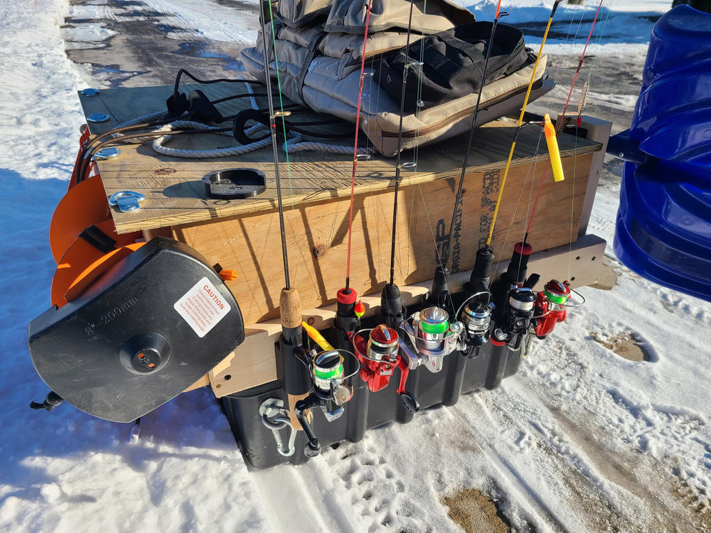 Ice Fishing Rod Holder: 6-Rod Sled/Wall Mount