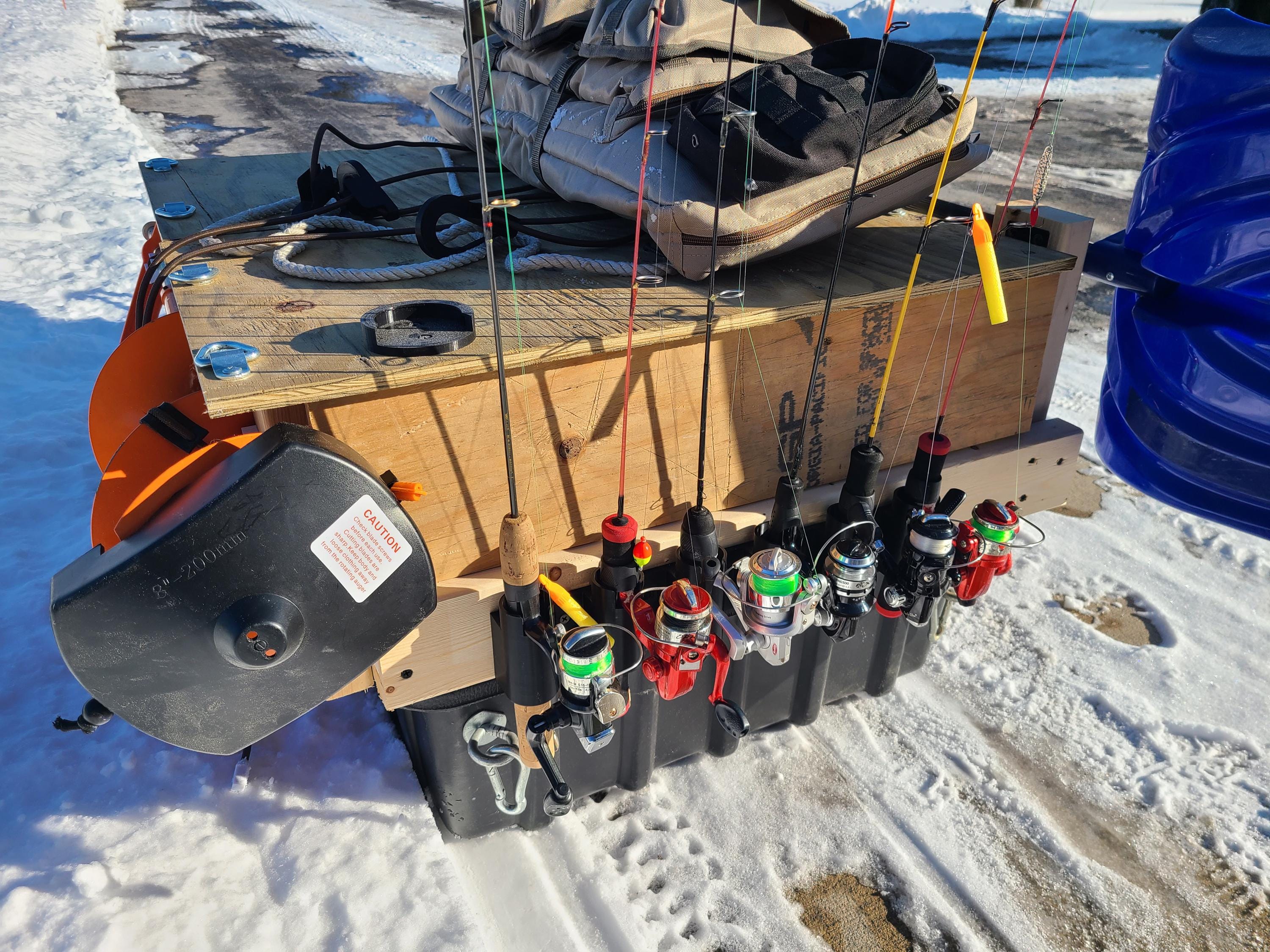 Ice Fishing Rod Holder: 6-Rod Sled/Wall Mount