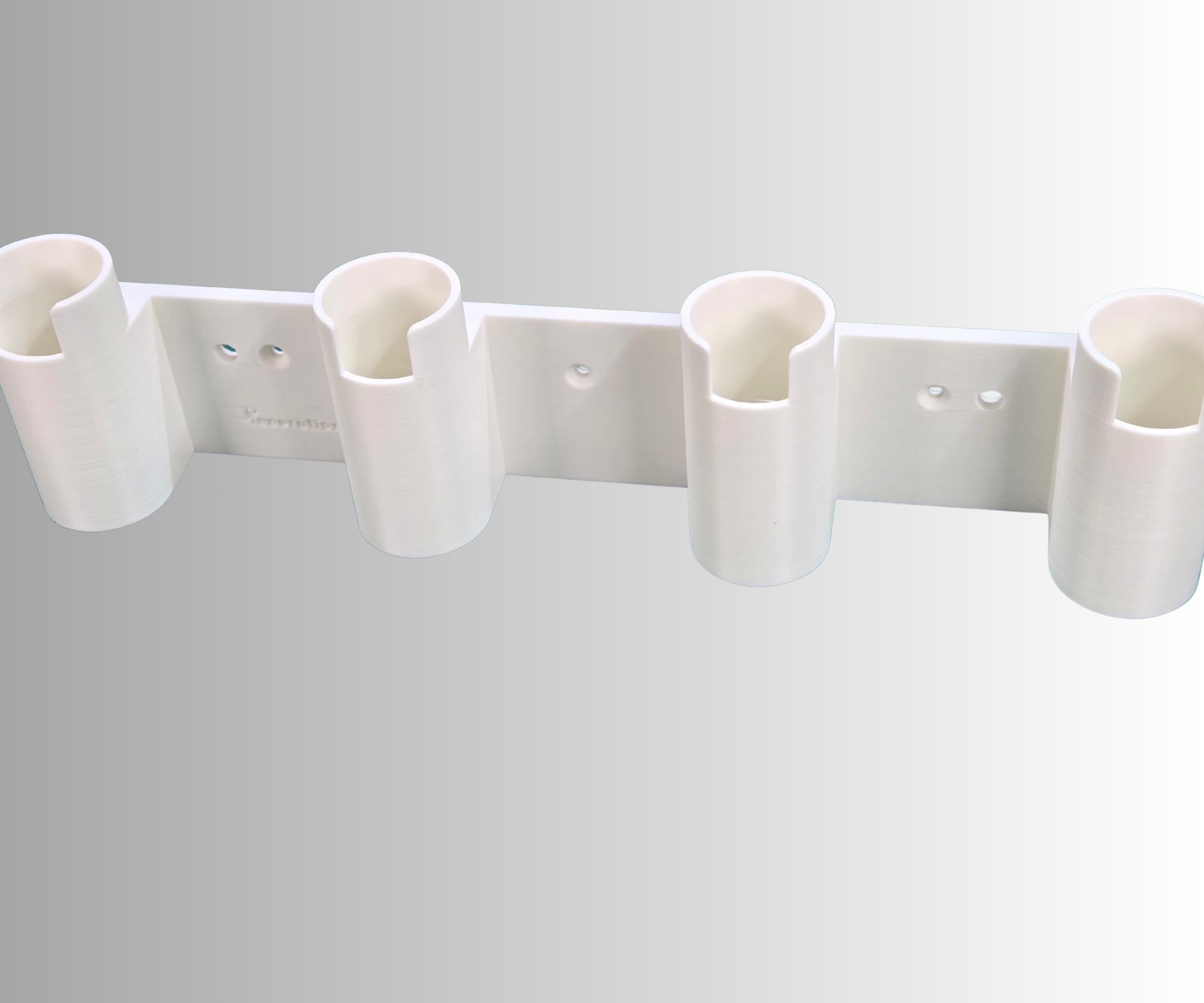 Ice Fishing Rod Holder: 4-Rod Sled/Wall Mount with Optional Tool Holder - White Version