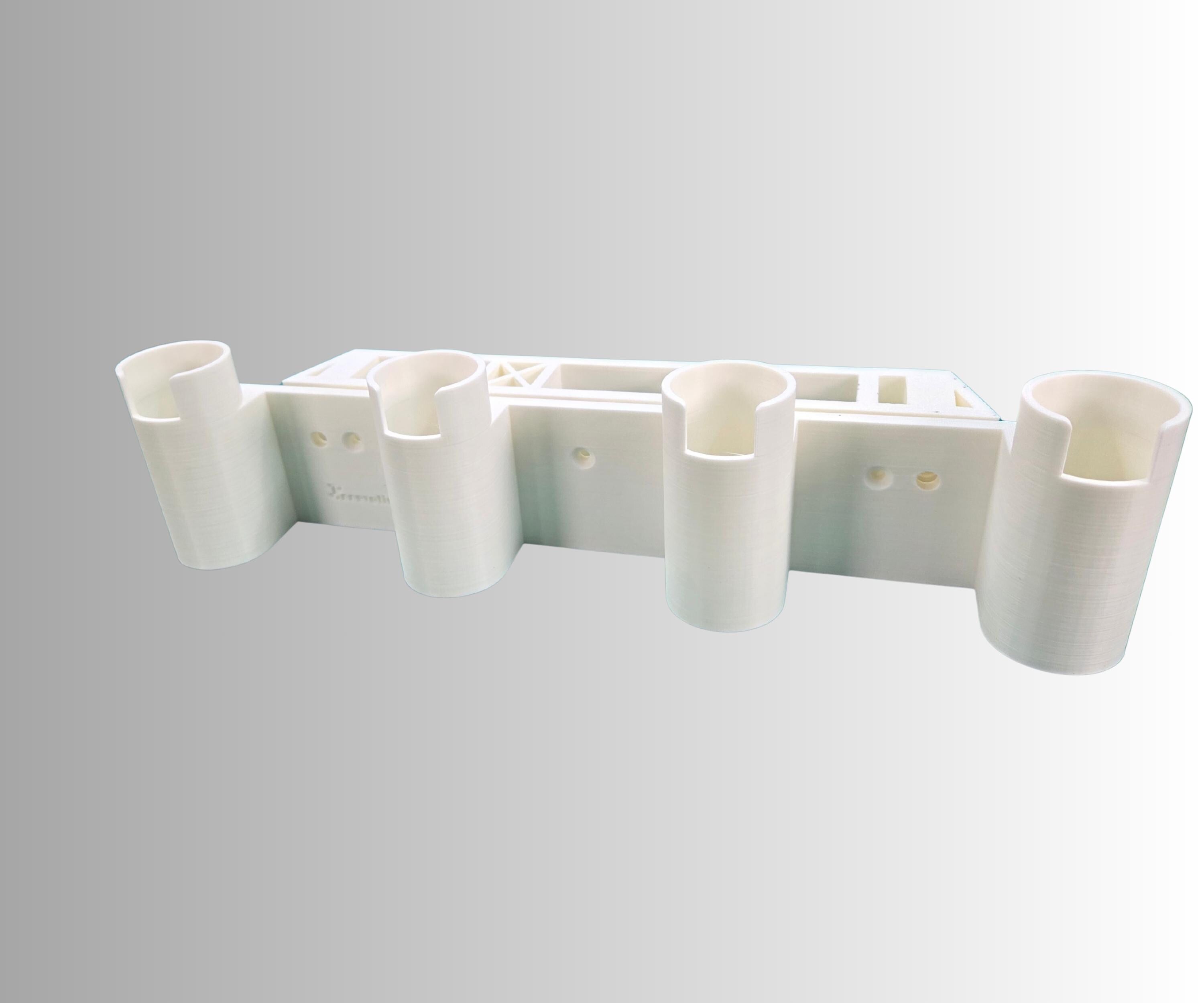 Ice Fishing Rod Holder: 4-Rod Sled/Wall Mount with Optional Tool Holder - White Version