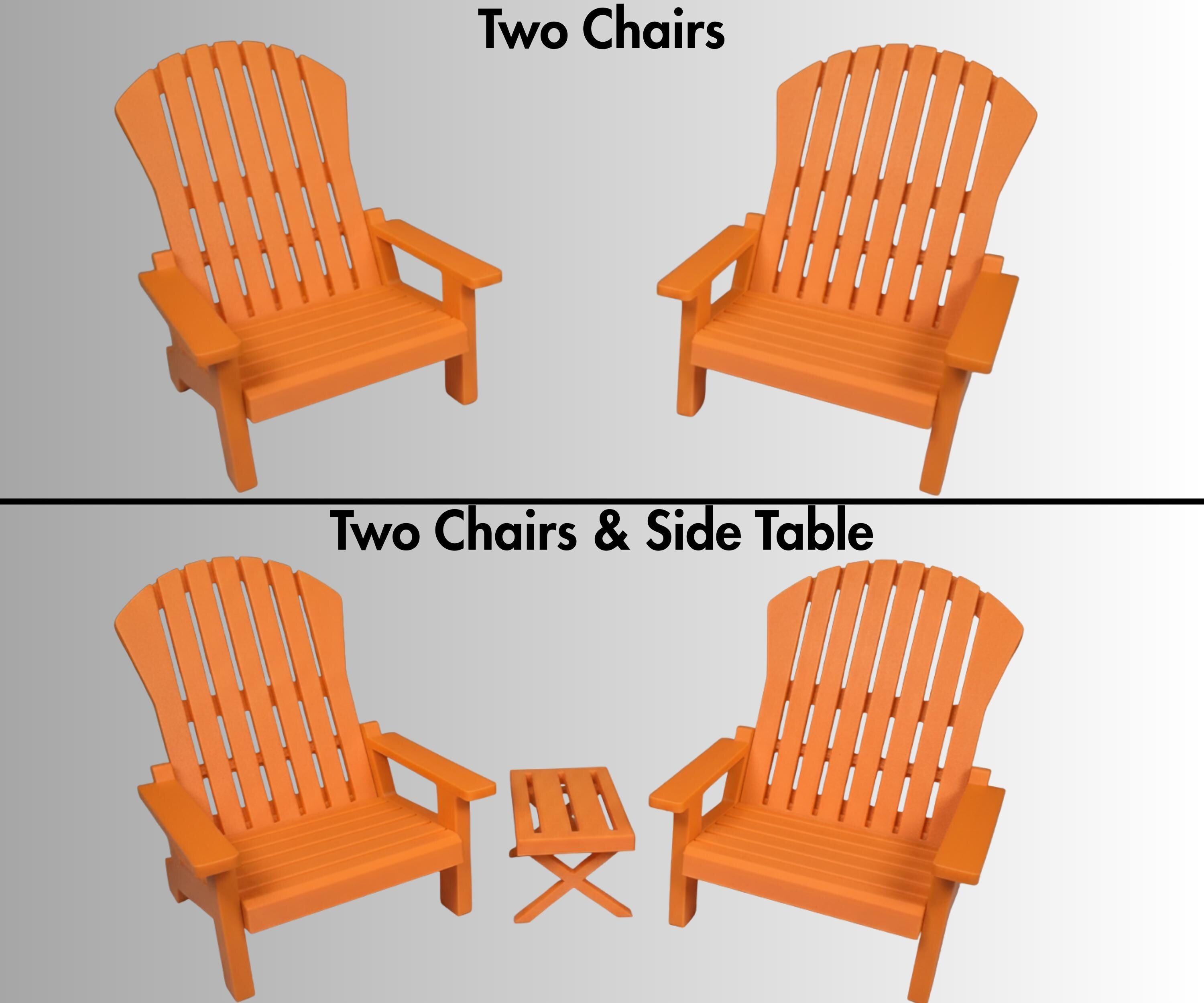 18 inch doll - Two Adirondack Chair Set American Girl accessory with optional side table