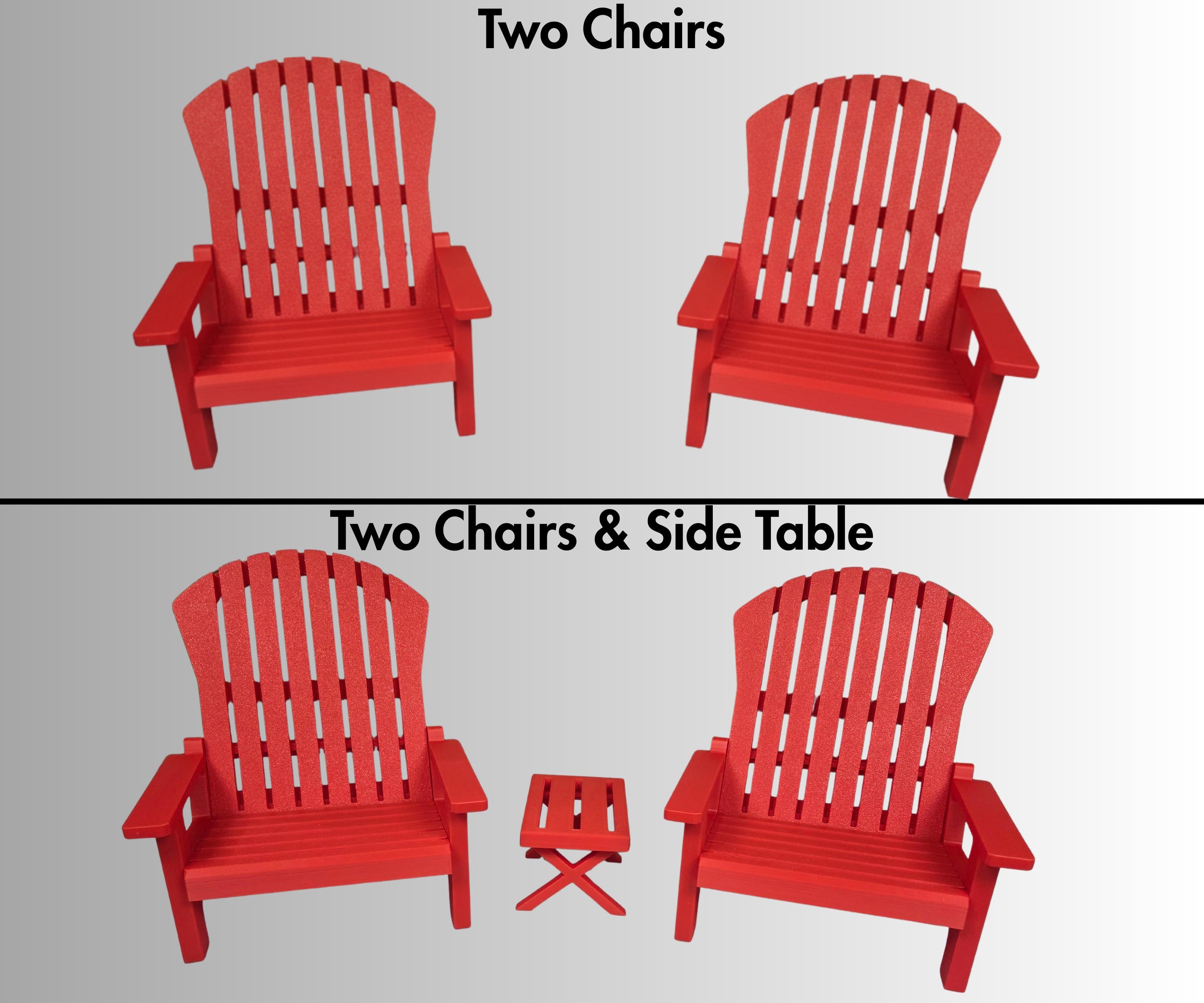 18 inch doll - Two Adirondack Chair Set American Girl accessory with optional side table