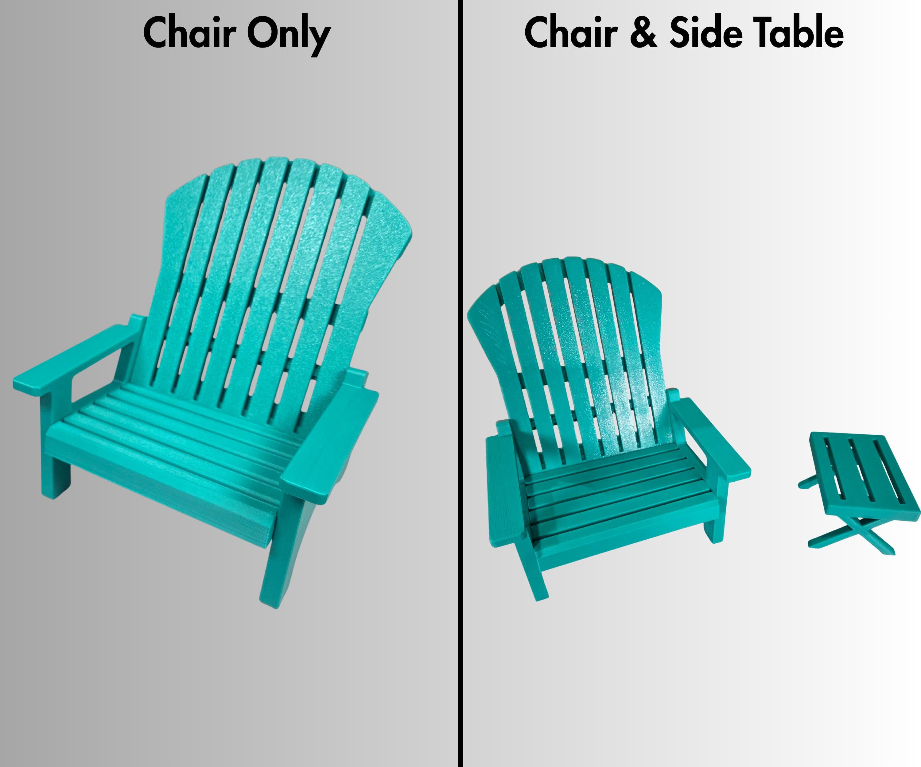 18 inch doll Adirondack Chair American Girl accessory with optional side table - Sea Green color