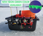 Ice Fishing Rod Holder: 4-Rod Sled/Wall Mount with Optional Tool Holder