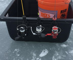 Ice Fishing 3 Rod Holder: Sled/Wall Mount with Optional Tool Holder - White Version