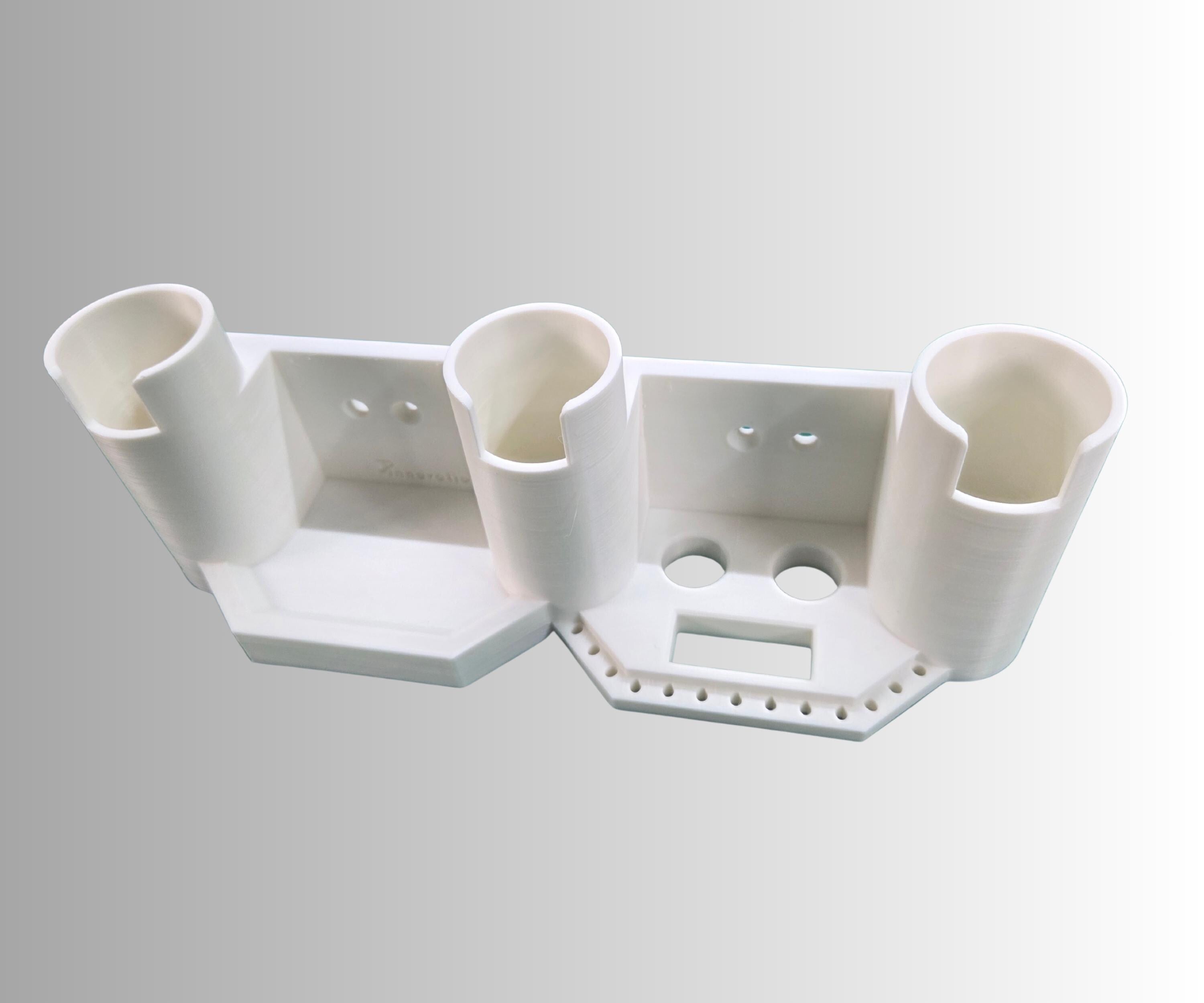 Ice Fishing 3 Rod Holder: Sled/Wall Mount with Optional Tool Holder - White Version