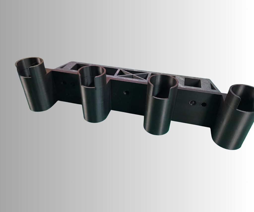 Ice Fishing Rod Holder: 4-Rod Sled/Wall Mount with Optional Tool Holder