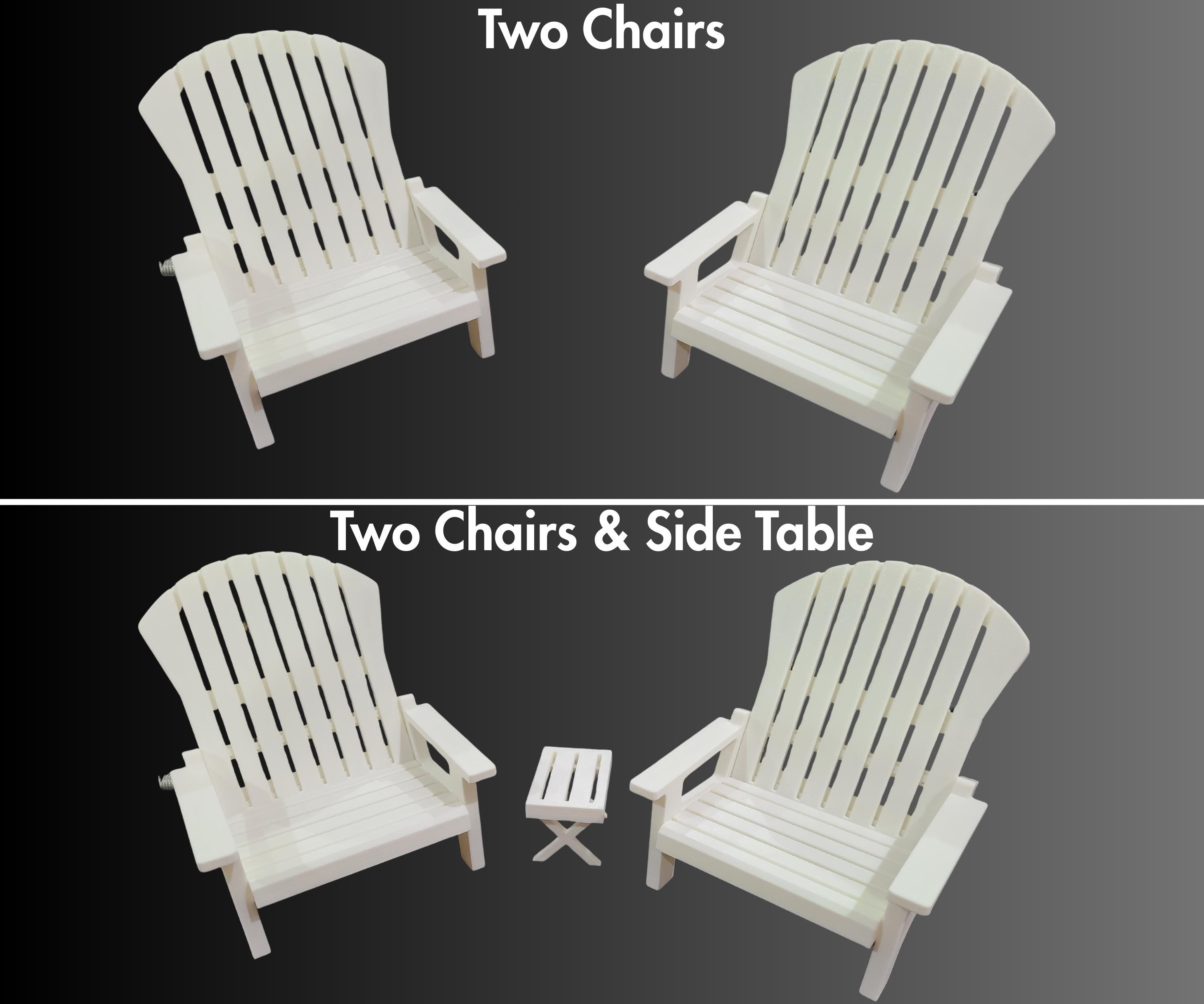 18 inch doll - Two Adirondack Chair Set American Girl accessory with optional side table