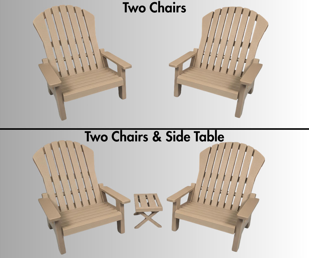 18 inch doll - Two Adirondack Chair Set American Girl accessory with optional side table