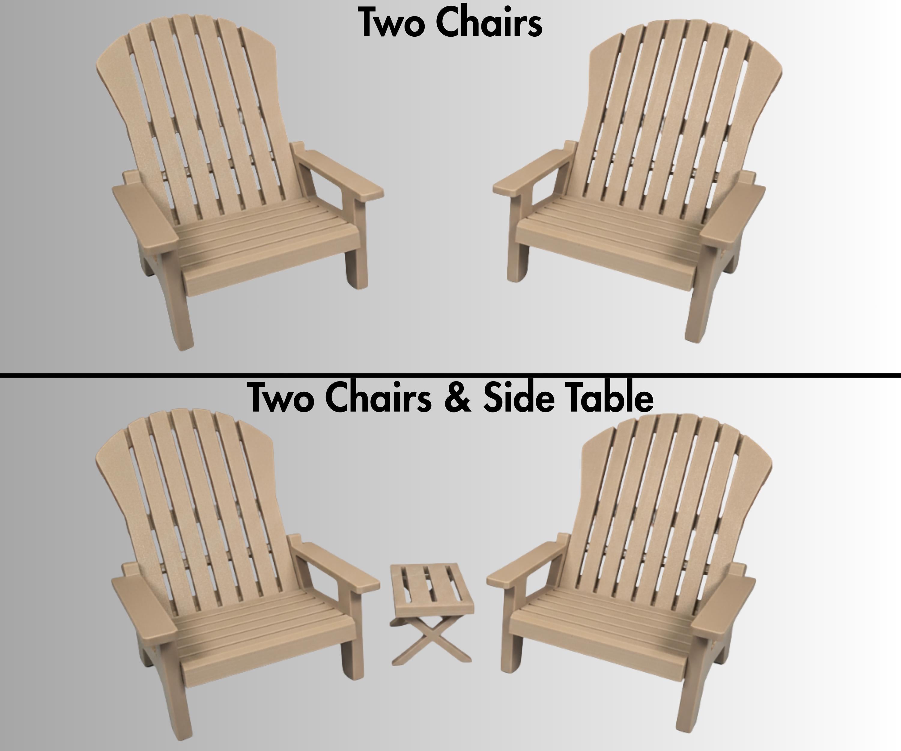 18 inch doll - Two Adirondack Chair Set American Girl accessory with optional side table