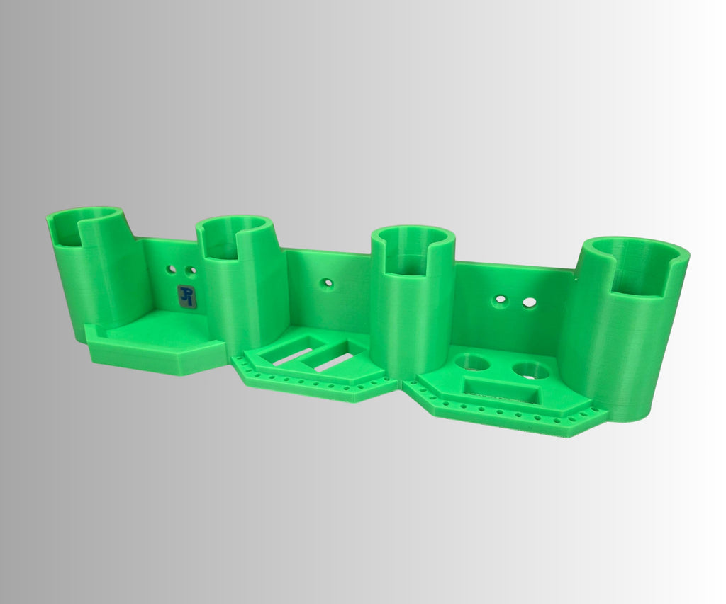 Ice Fishing Rod Holder: 4-Rod Sled/Wall Mount with Optional Tool Holder